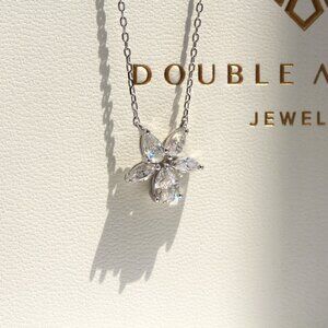 Cherry Blossom Cluster Pendant | Moissanite Flower Necklace in Sterling Silver